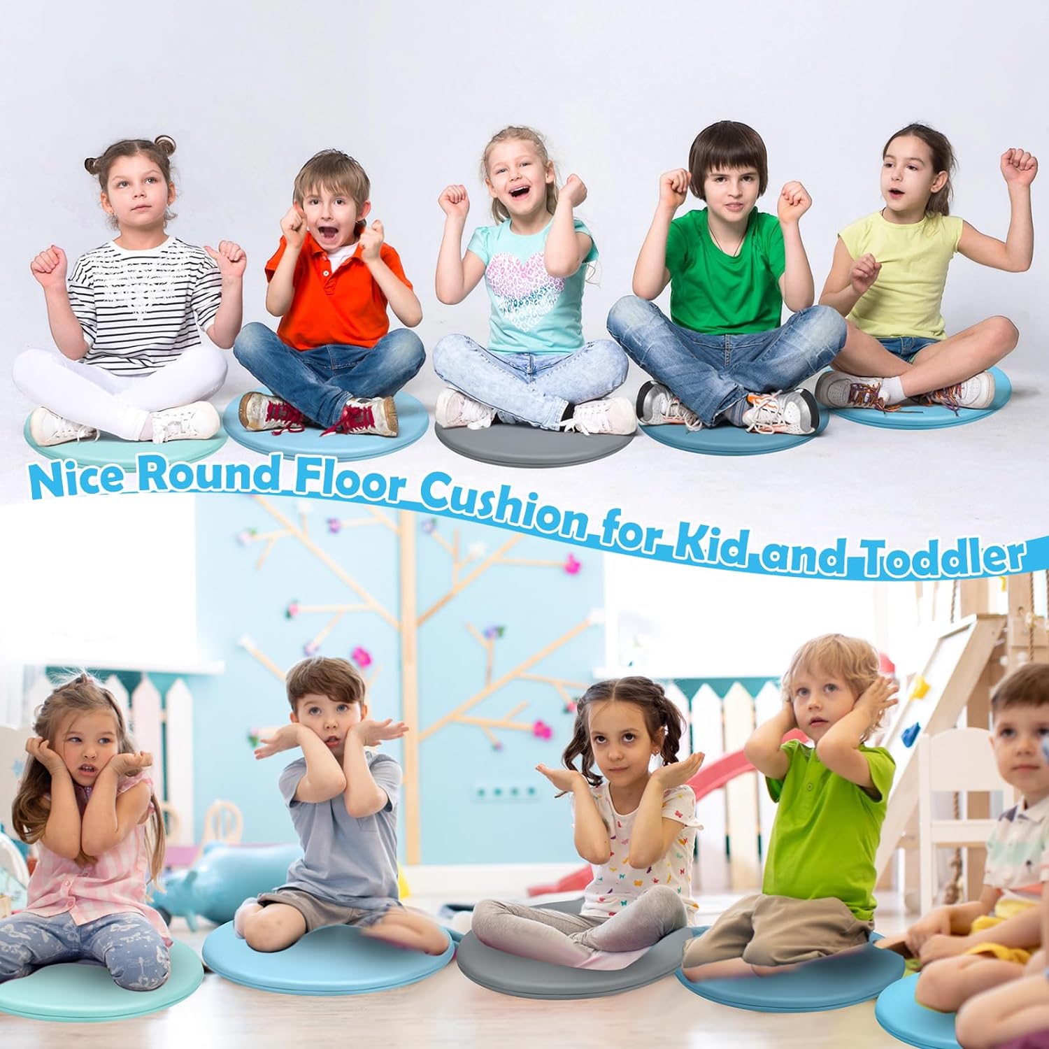 30 Pcs 13 inch Floor Cushion for Kids Classroom Round Floor Cushions Flexible