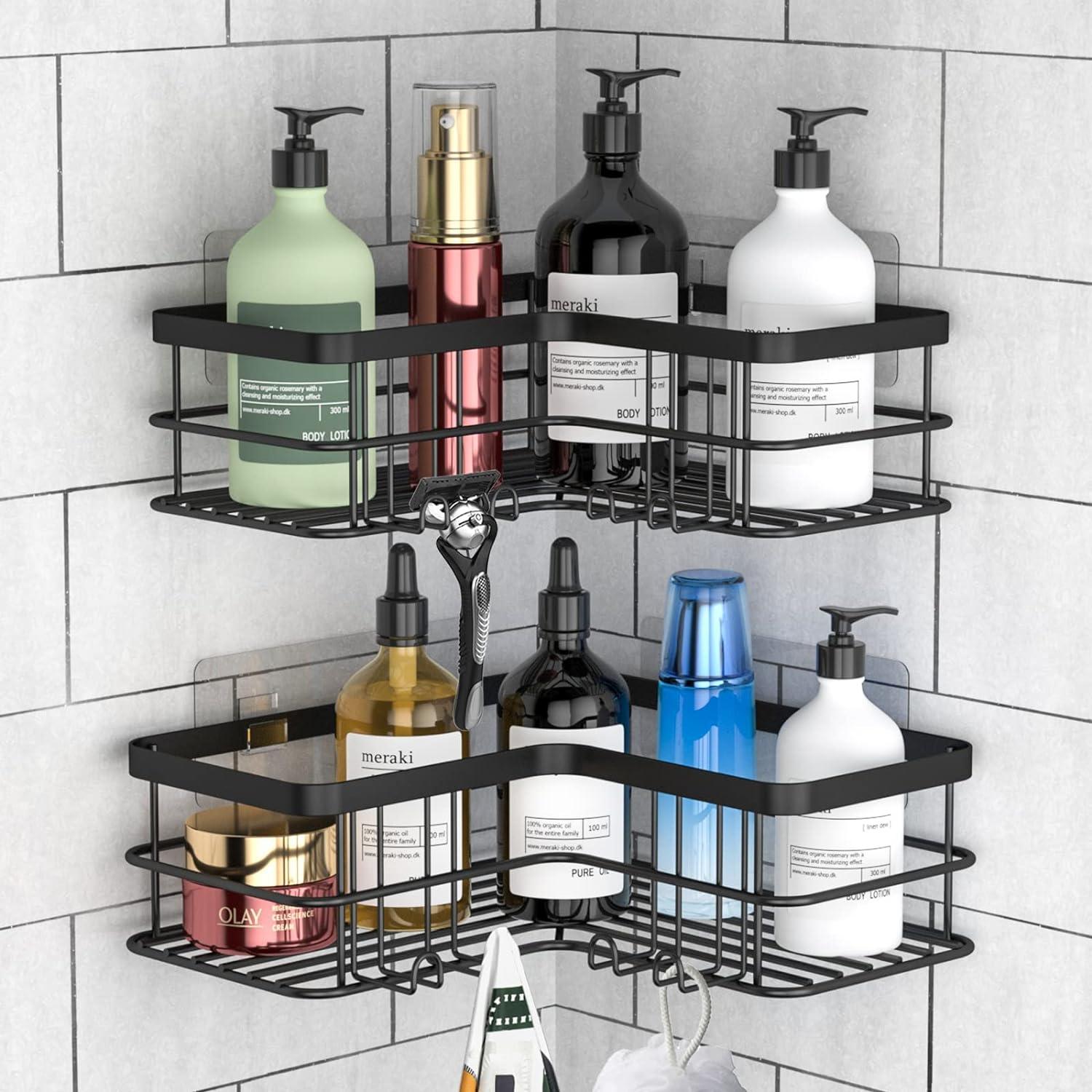 Organizador de ducha esquinero, estantes adhesivos para ducha sin perf -  VIRTUAL MUEBLES