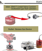 CAMPINGMOON Adaptador de estufa de gas para camping, convertir la válvula - VIRTUAL MUEBLES