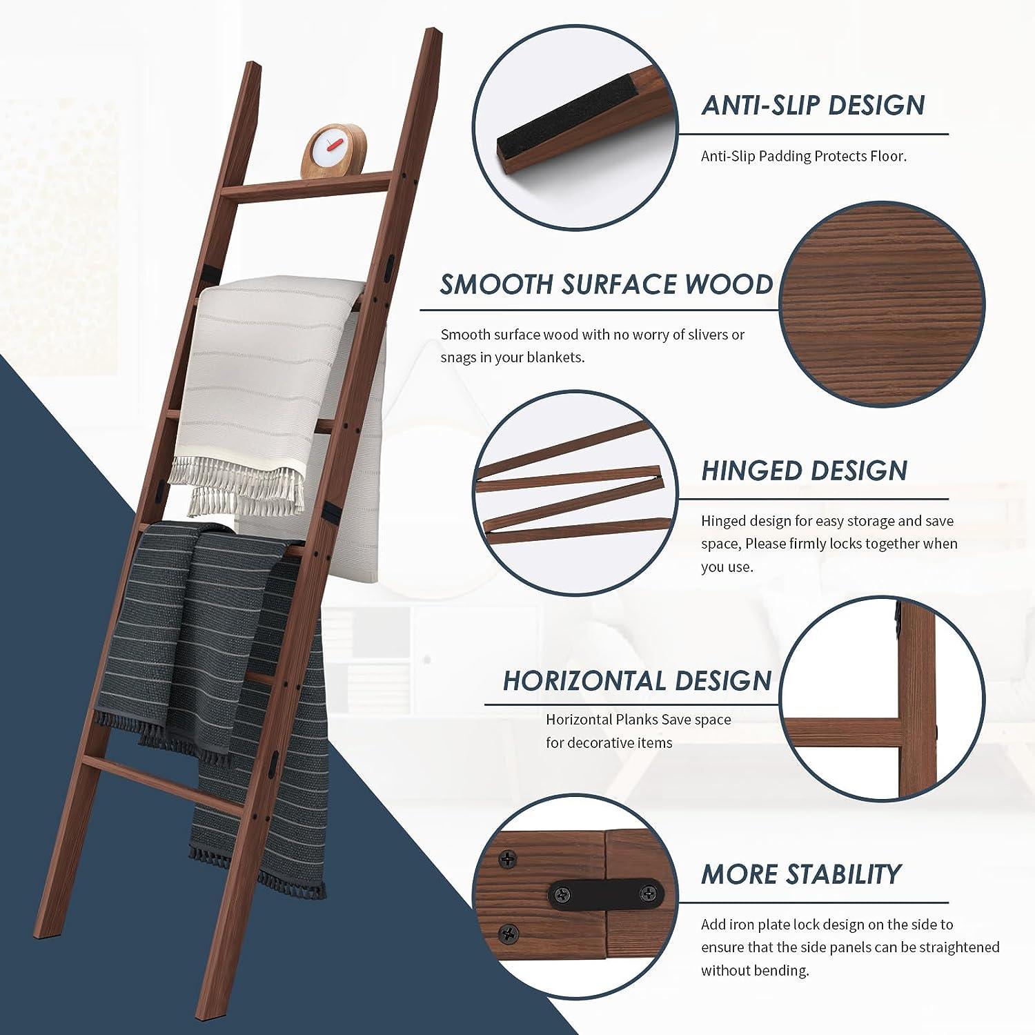 Escalera de madera de 5 pies para manta de granja, escalera de edredón para  dormitorio, decoración de escalera de madera, escalera decorativa para