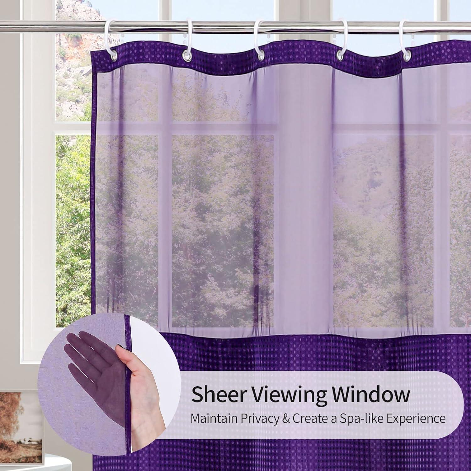 Juego de cortina de ducha de punto gofre morado con forro a presión, cortina de - VIRTUAL MUEBLES