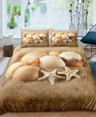 Juego de ropa de cama con diseño de estrellas de mar y conchas marinas para