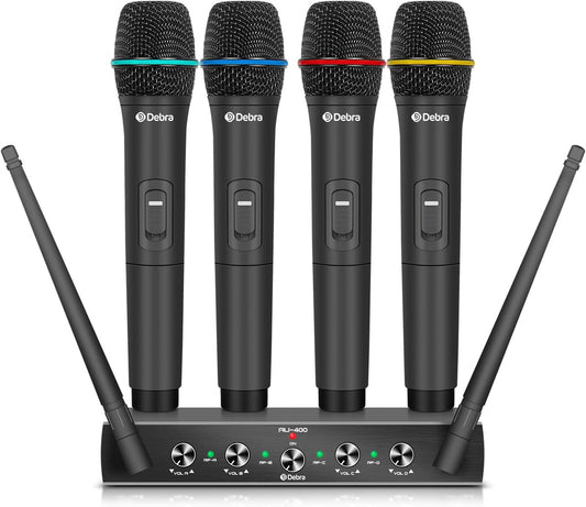 Audio AU400 Pro UHF Sistema de micrófono inalámbrico de 4 canales con micrófono