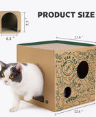 Casa de cartón para gatos con 2 almohadillas para rascar de pisos, casa de juego para gatos de interior