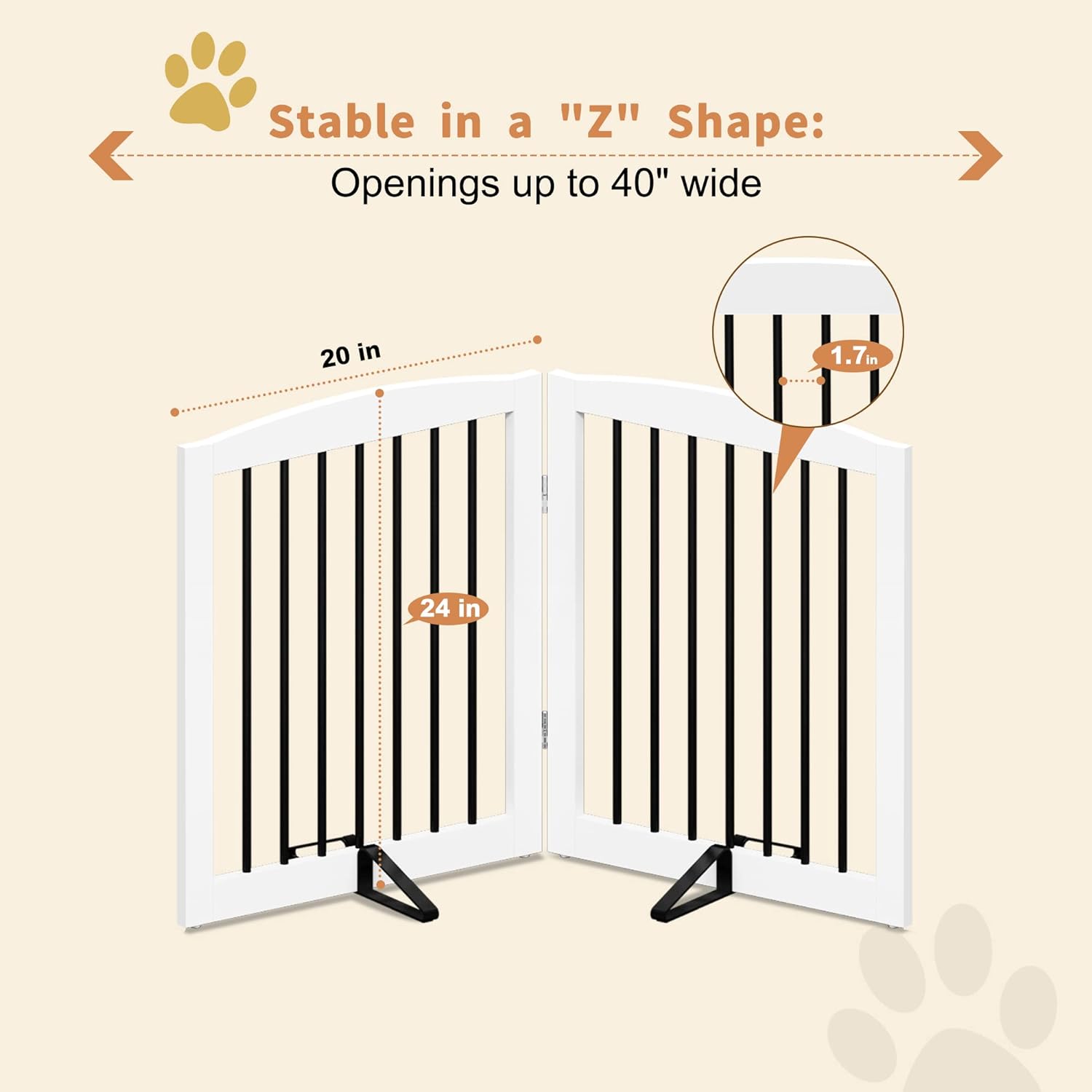 Puerta independiente para mascotas para perros, puerta plegable de madera para