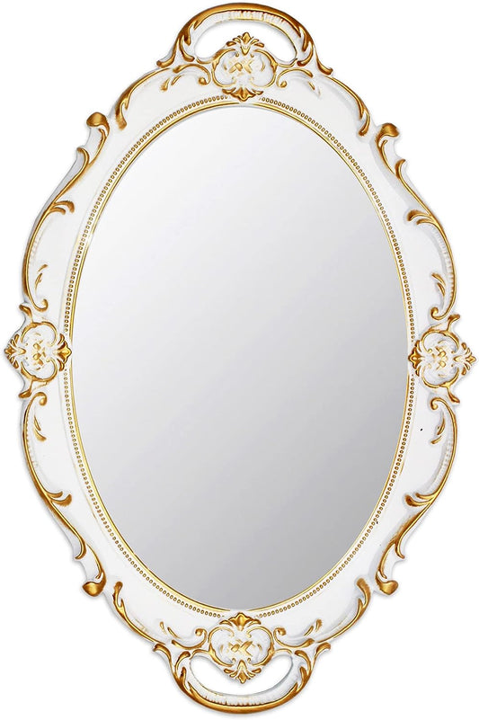 Espejo de pared decorativo ovalado antiguo de 14.5 x 10 pulgadas, espejo