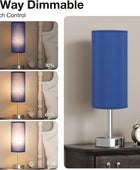 Lámpara táctil azul marino para niños, pequeña lámpara de mesita de noche con