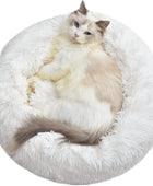 Aalklia Cama para gatos calmante suave para interiores, lavable, parte inferior antideslizante