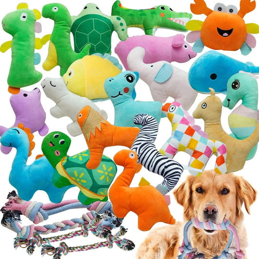 MIXCOTIA Juguetes para perros, paquete de 25 juguetes chirriantes para