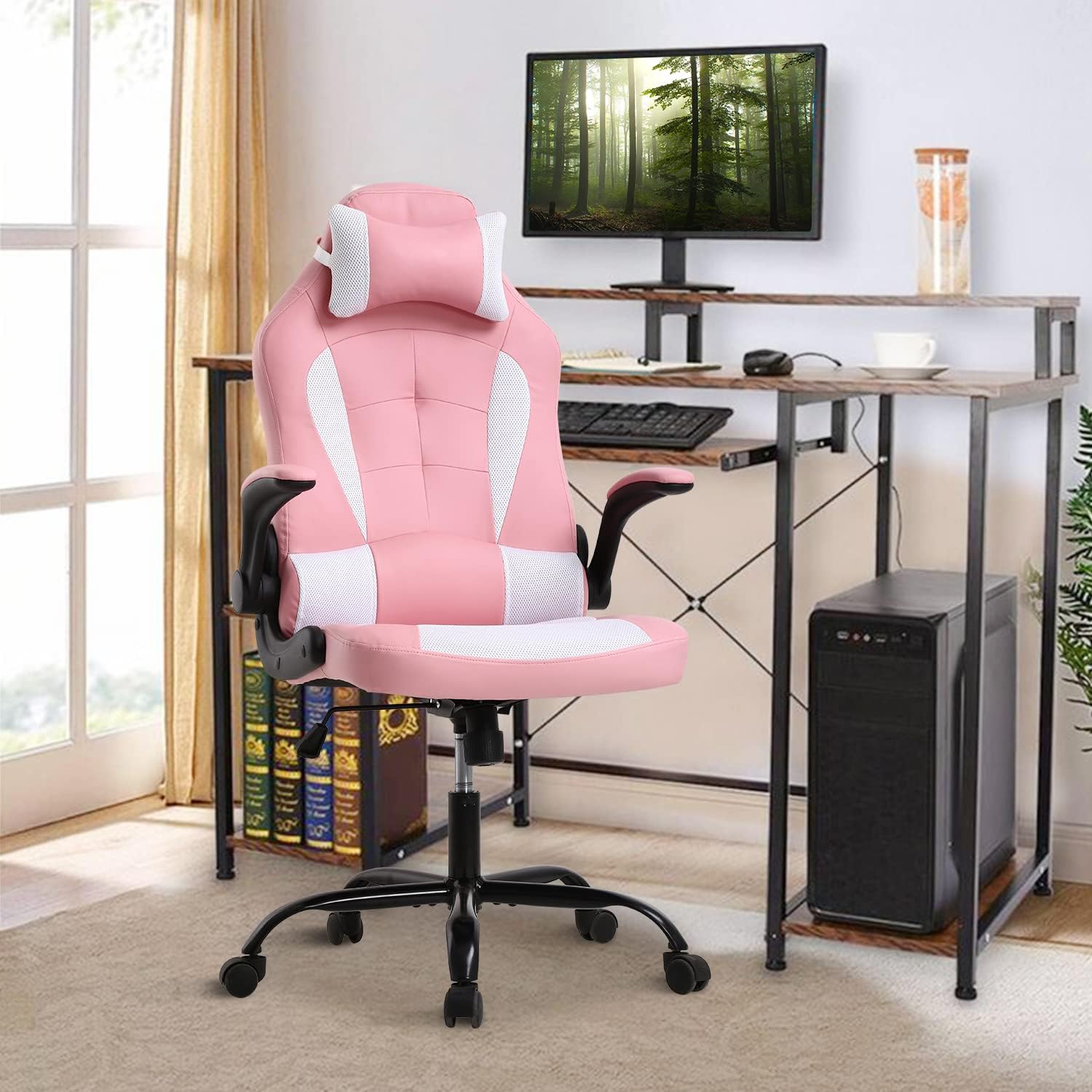 Silla para videojuegos, silla de videojuegos, silla de juegos de  computadora barata, silla de juegos de piel sintética, respaldo alto, silla
