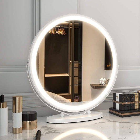 Espejo grande de maquillaje de 20 pulgadas con luces, espejo circular de - VIRTUAL MUEBLES
