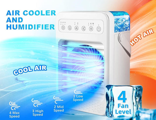 Aire acondicionado portátil, humidificador de aire personal evaporativo 4 en 1 - VIRTUAL MUEBLES