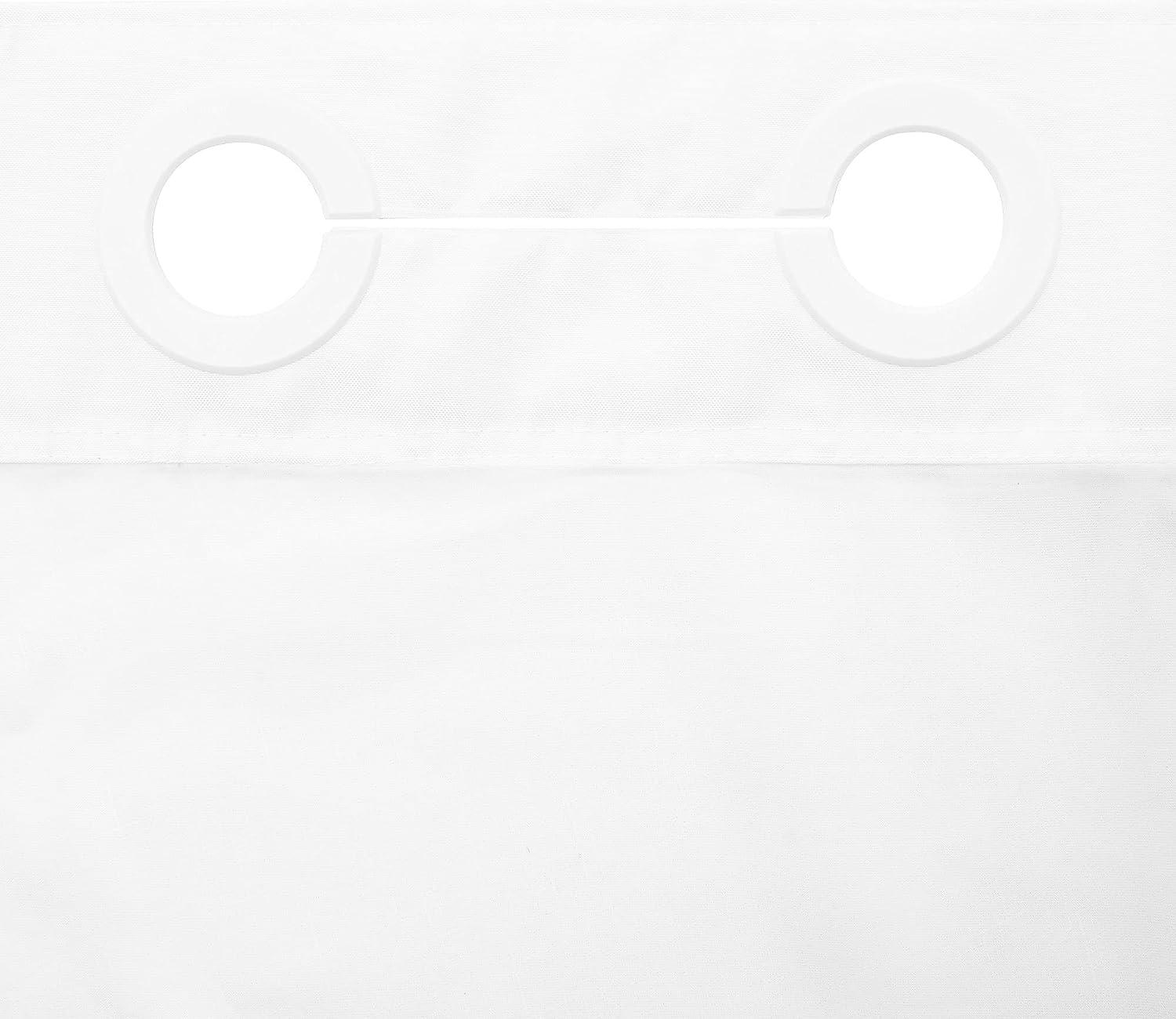  River Dream Cortina de ducha de tela transparente con forro a  presión, detalle de rayas de satén blanco, no necesita ganchos, incluye  pesos magnéticos y anillos divididos cromados, 71 pulgadas de 
