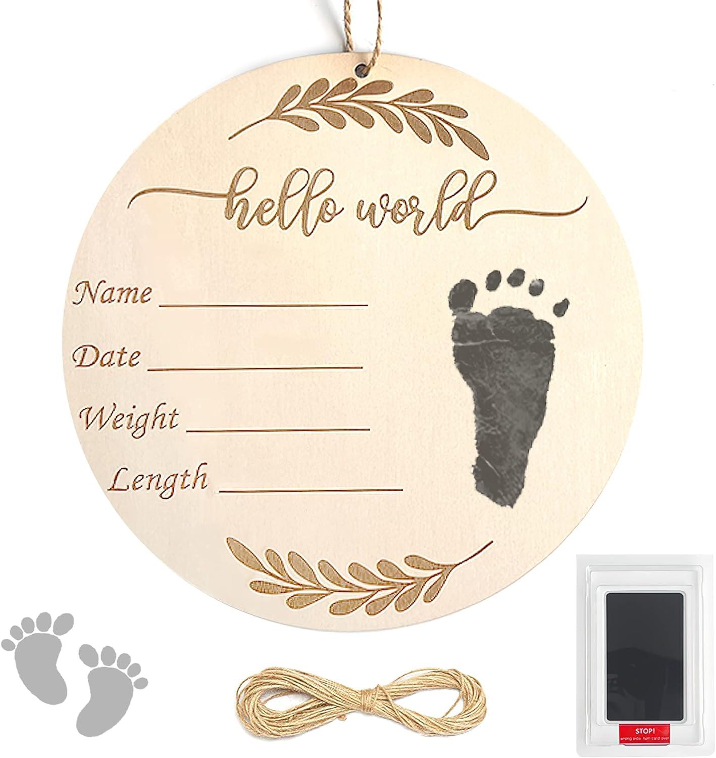 Letrero de anuncio de nacimiento de madera, letrero de anuncio de bebé,  letrero de recién nacido de Hello World, accesorios para fotos, letrero de