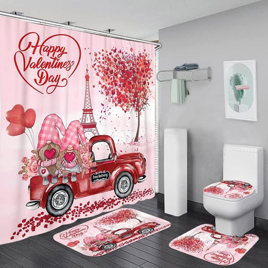 Juego de cortina de ducha para el día de San Valentín, cortina de ducha de rosa - VIRTUAL MUEBLES