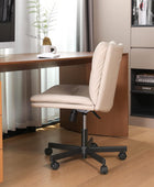 Silla de escritorio de oficina sin brazos con ruedas, silla de tocador