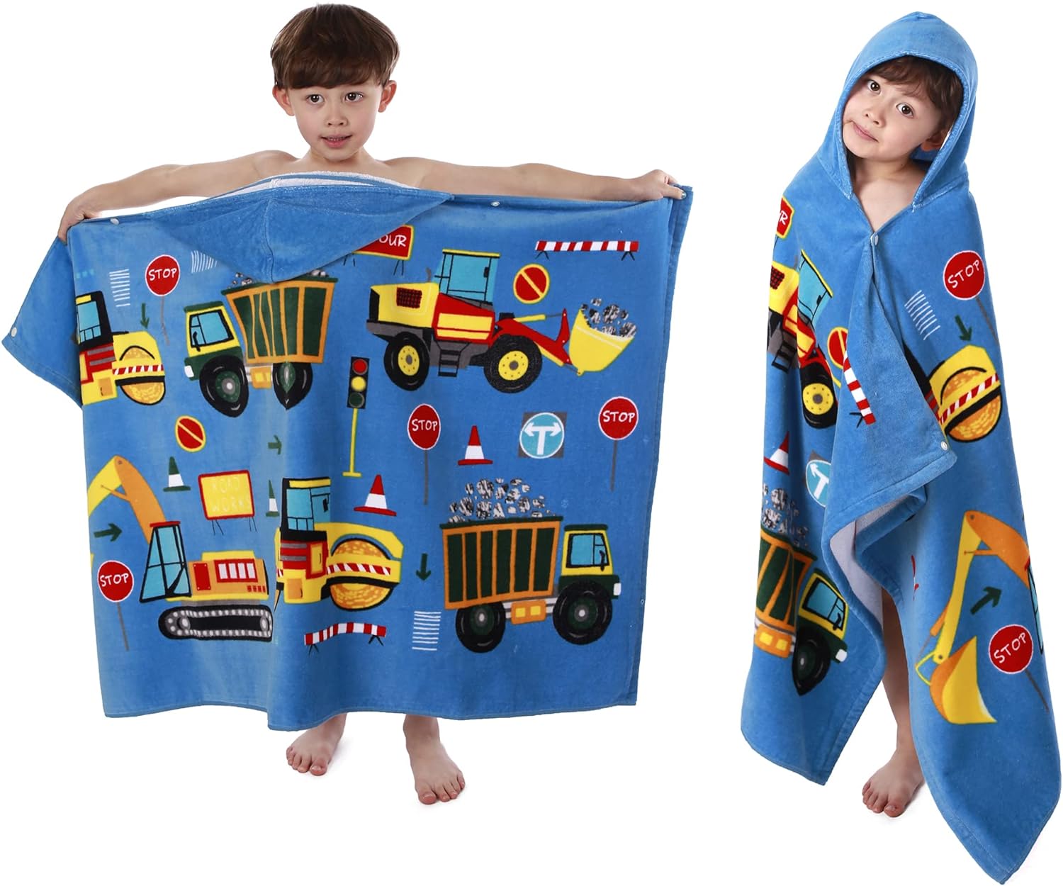 TONWHAR Toalla poncho con capucha para niños, para baño, piscina/playa,  toalla de playa de algodón con patrón de animales de dibujos animados para