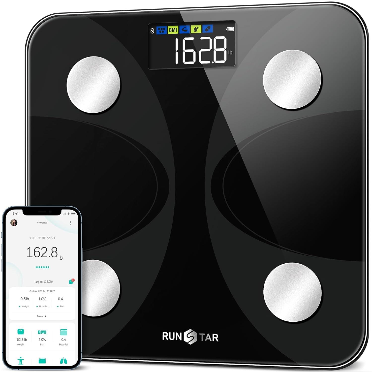 Báscula para peso corporal y grasa digital Báscula corporal inteligente,  medición precisa Bluetooth de grasa corporal, dispositivo de medición de
