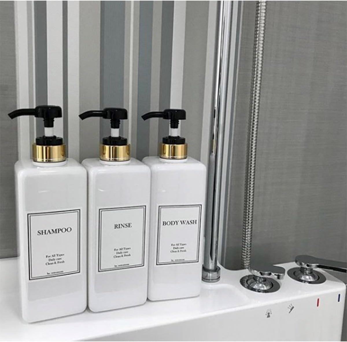 HARRA HOME Modern Gold Design - Juego de botellas dispensadoras de champú y  acondicionador recargables de 27 onzas, botellas de plástico para ducha