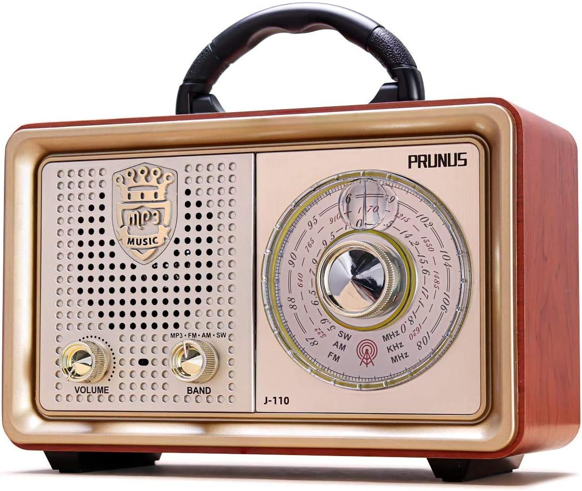 Radio portátil retro, radio de madera FM pequeña, radio de transistor  recargable con estilo vintage (madera de cerezo)