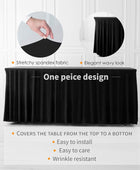 Falda de mesa para mesas rectangulares de 6 pies, mantel negro para mesa