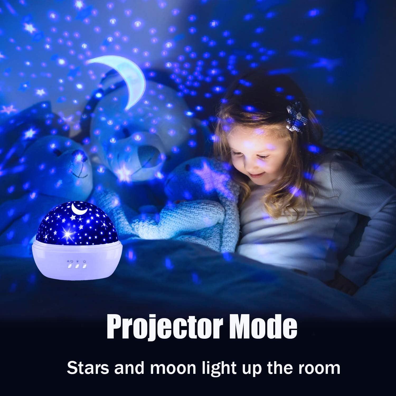 Lampara Proyector Estrella Niños Luz Noche Mesa Usb O Pilas