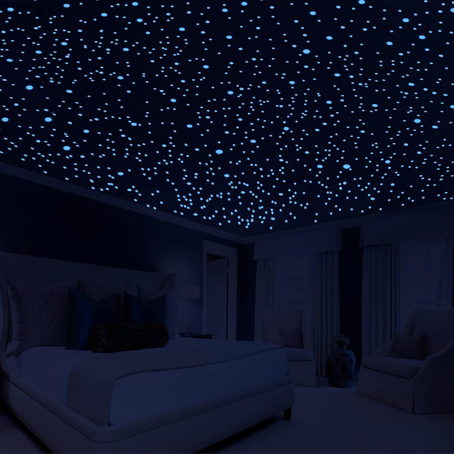 808 piezas de estrellas que brillan en la oscuridad para techo