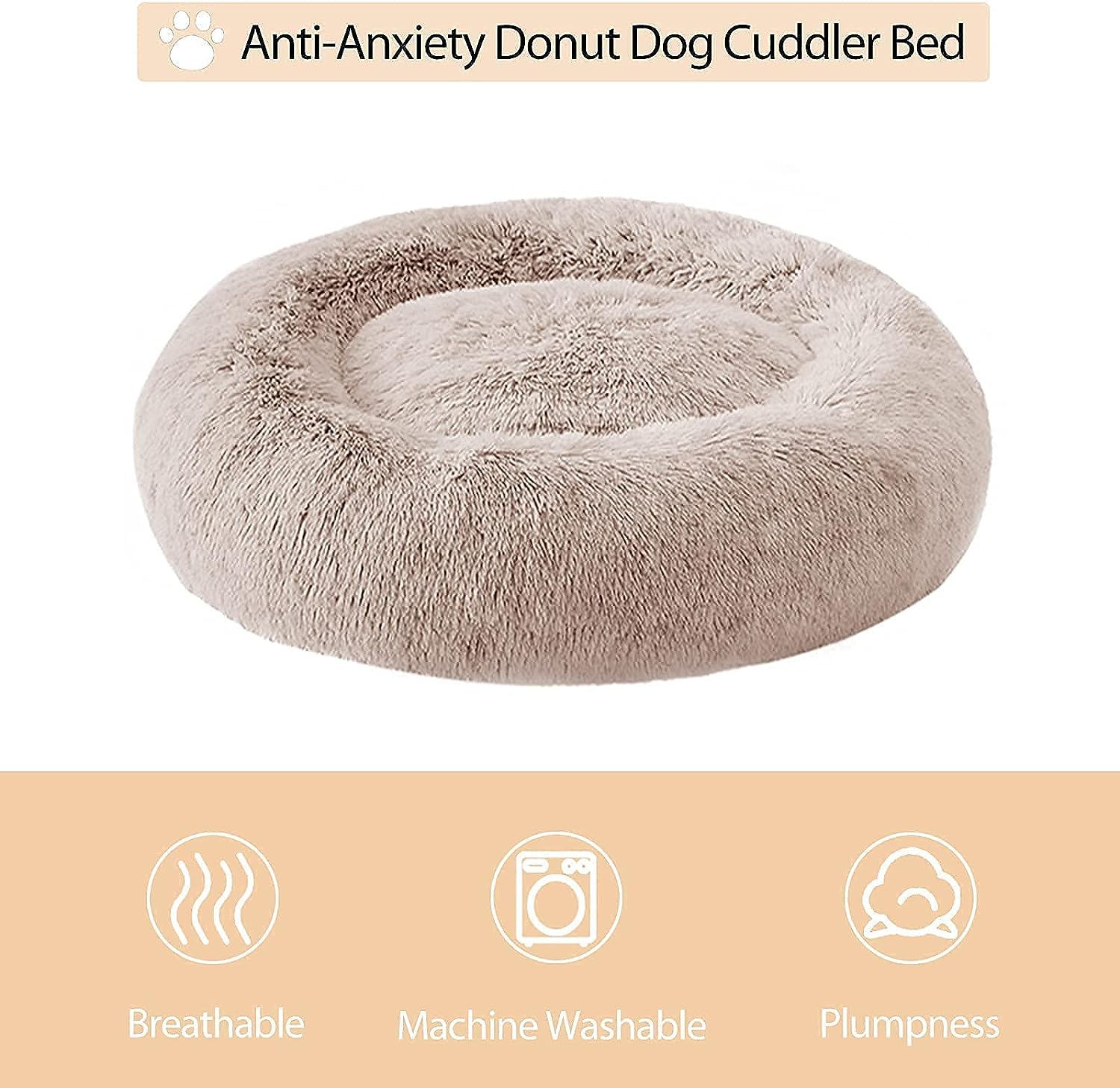 Cama calmante para perros y gatos, anti-ansiedad, de piel sintética, con forma