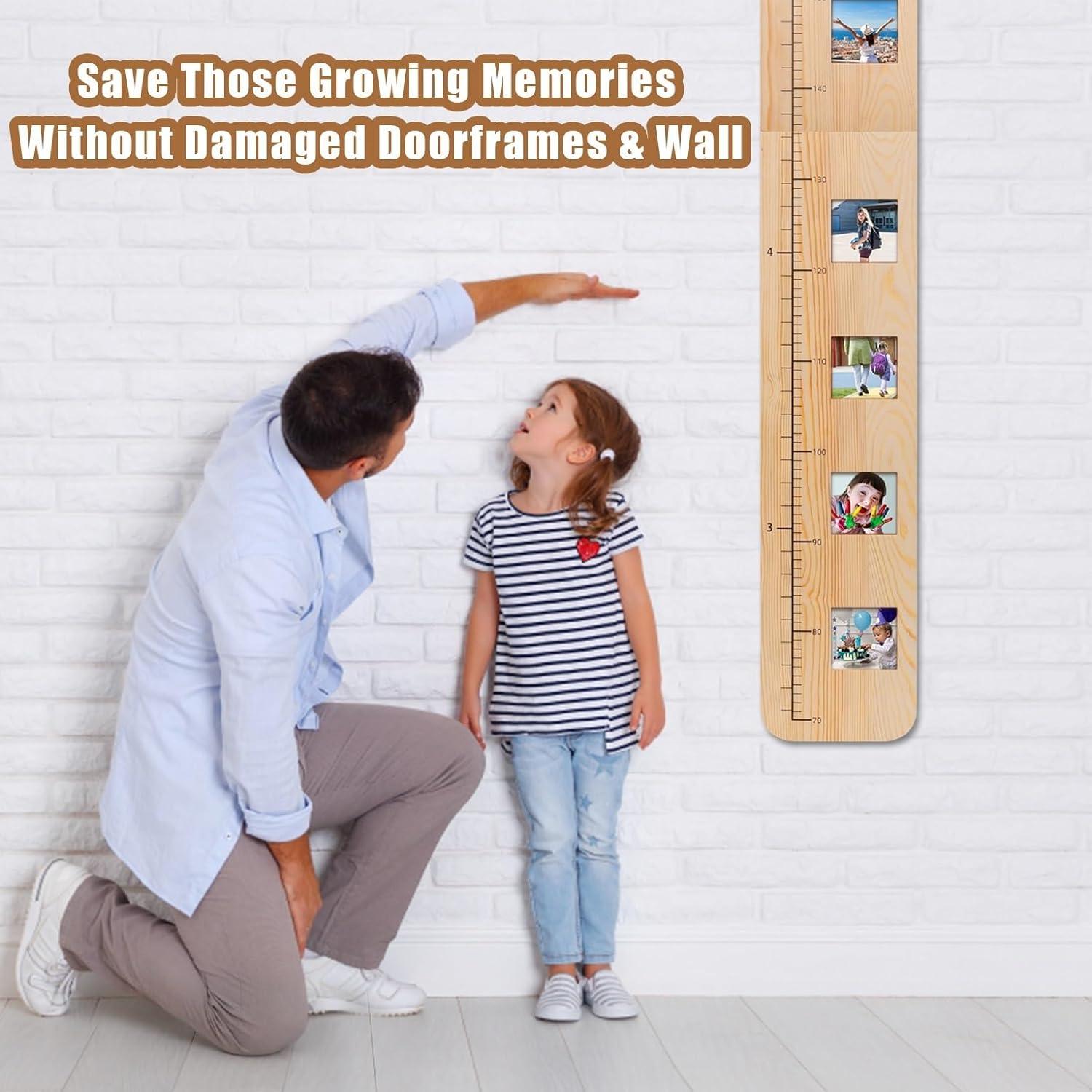 Tabla de crecimiento de madera maciza para niños con marcos de fotos, regla de - VIRTUAL MUEBLES