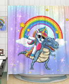 Bonita cortina de ducha de dinosaurio con diseño de unicornio para el baño de - VIRTUAL MUEBLES