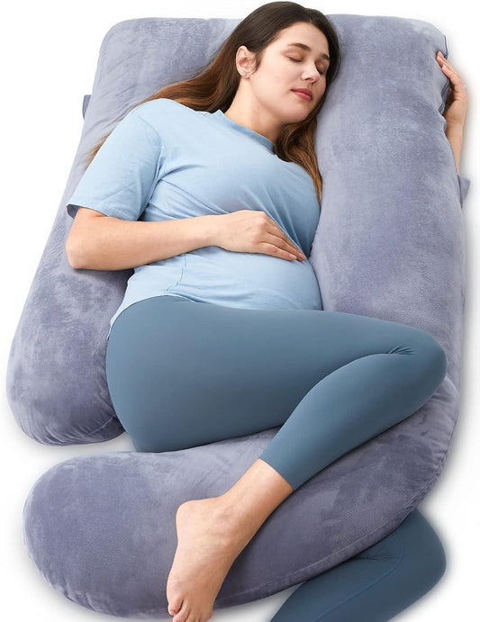 Almohada para embarazo, en forma de U, con funda extraíble, color gris - VIRTUAL MUEBLES