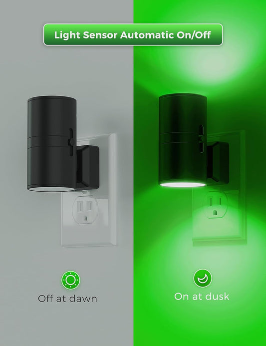 LOHAS Luz nocturna verde, luz nocturna enchufable con sensor de luz, brillo