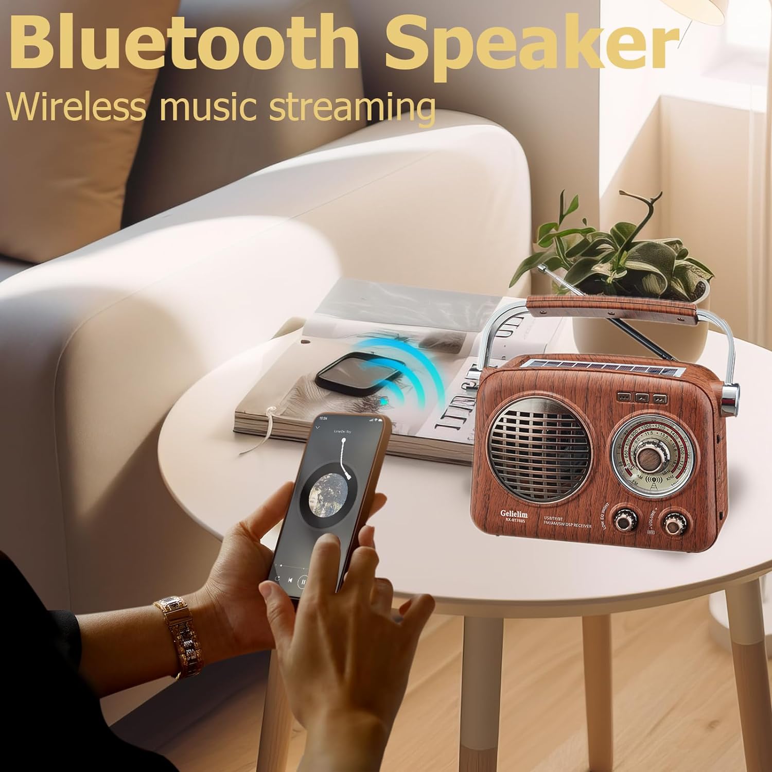 Radio retro Altavoz Bluetooth con sonido claro, radio portátil AM FM radio de