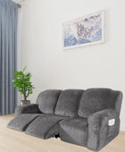 Fundas de sofá reclinable de 8 piezas para sofá de 3 cojines, funda elástica de