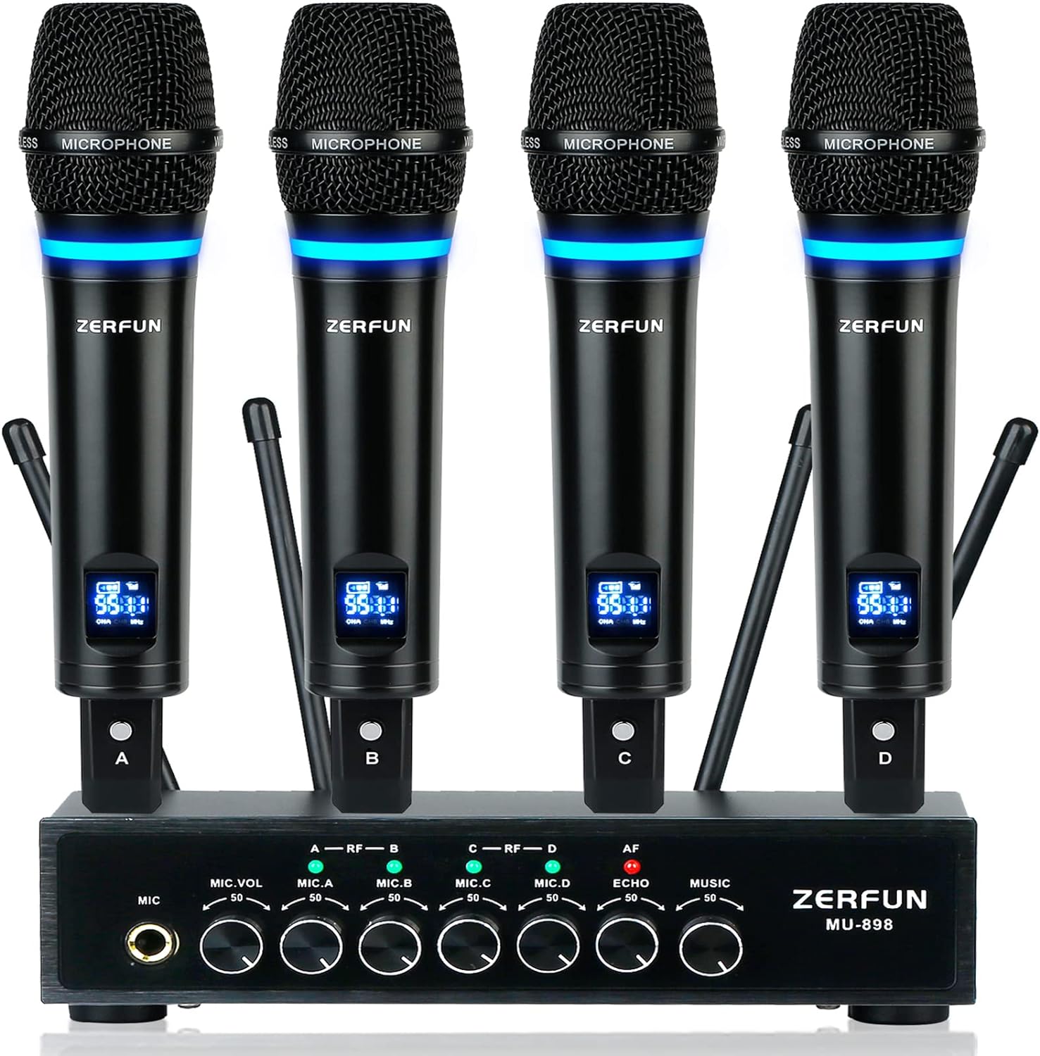 Sistema de micrófono inalámbrico UHF de 4 canales recargable, micrófon -  VIRTUAL MUEBLES