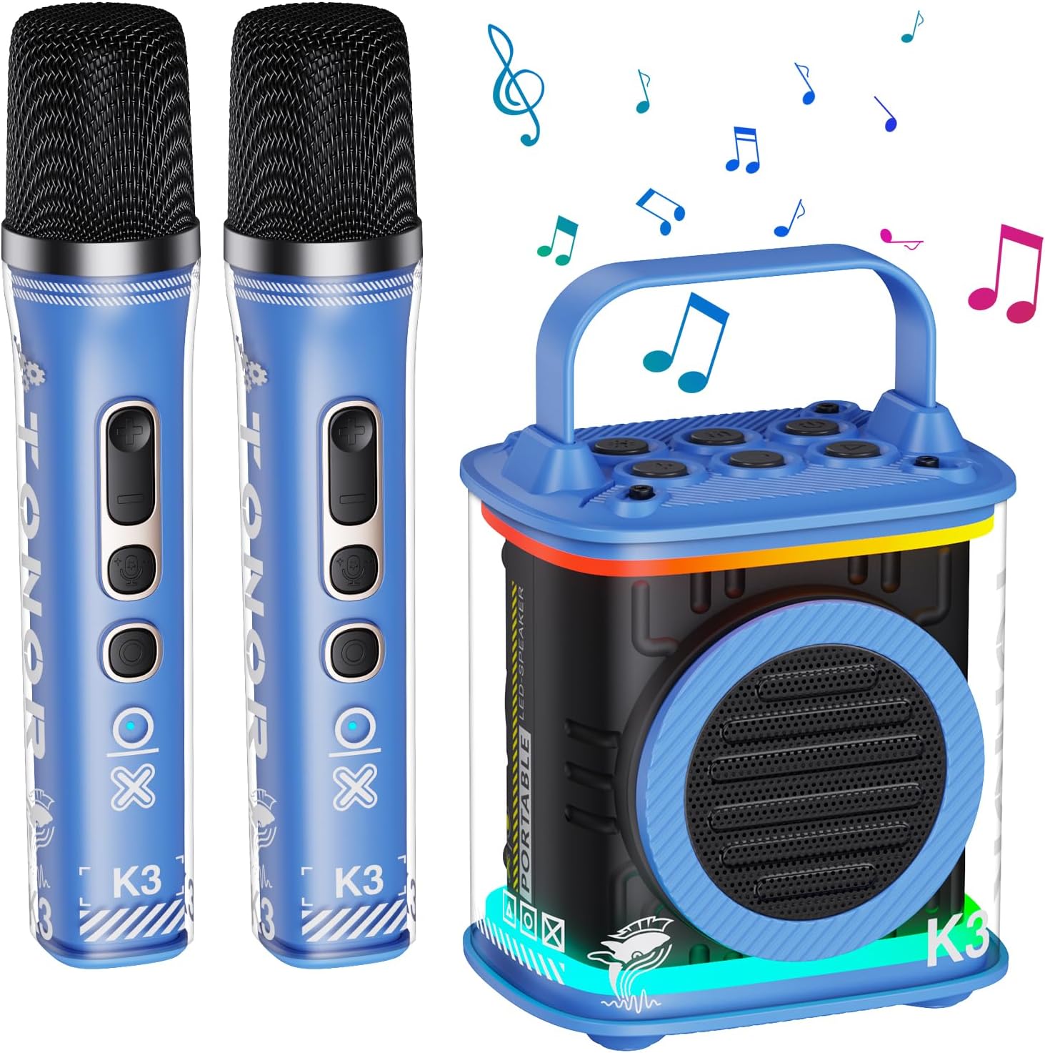 Mini máquina de karaoke con 2 micrófonos inalámbricos, altavoz Bluetoo - VIRTUAL  MUEBLES