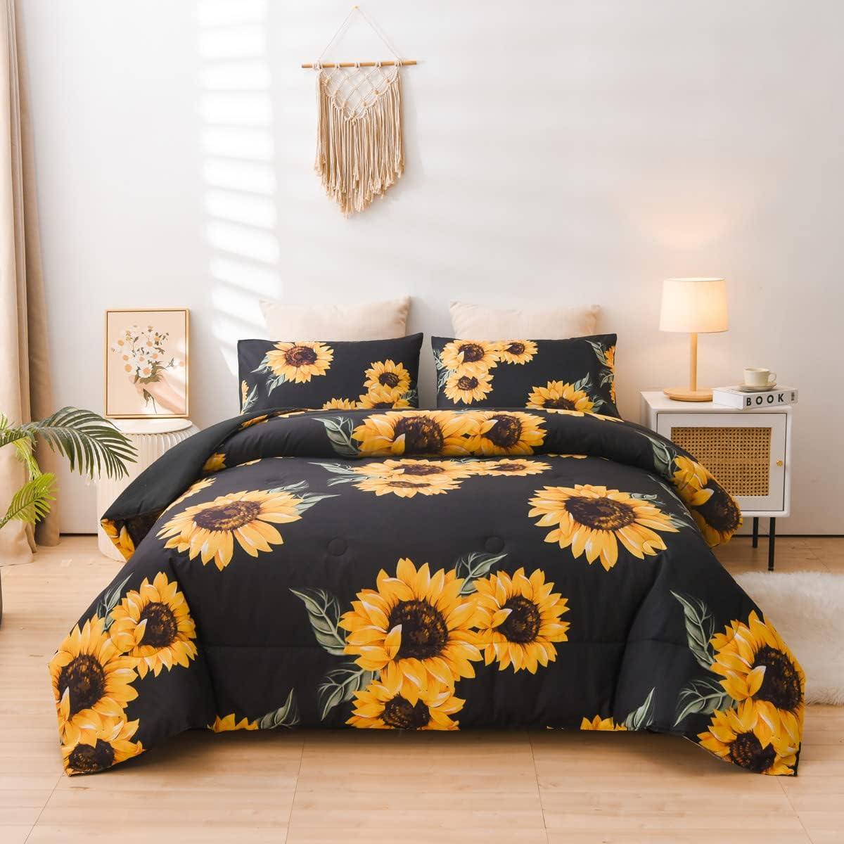 AMARELO CUBRECAMAS SET 5 PIEZAS QUEEN NEGRO