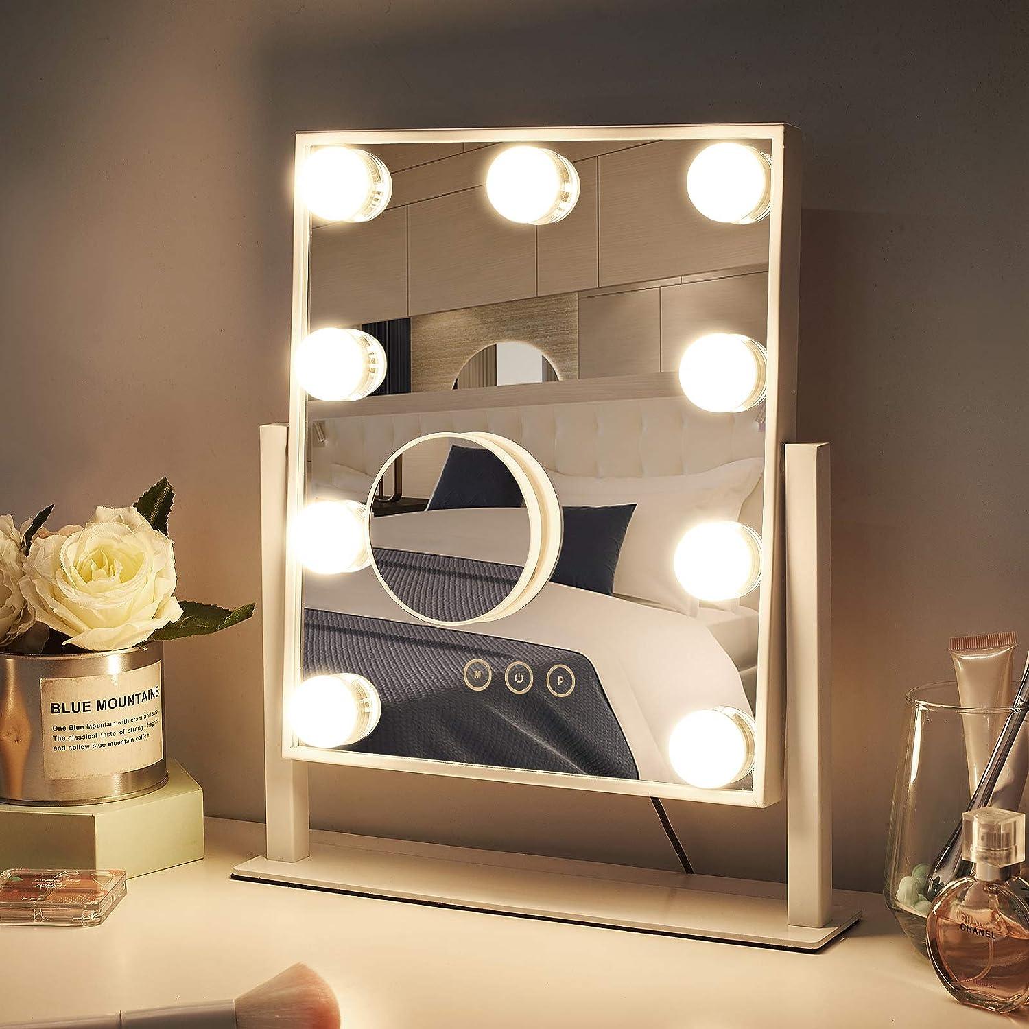 Espejo de tocador con luces, espejo de maquillaje con luces, 3 modos de - VIRTUAL MUEBLES