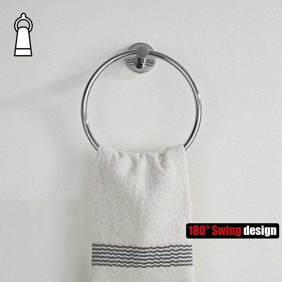 Anillo de toalla cromado, soporte de toalla de mano de acero inoxidable 304 - VIRTUAL MUEBLES