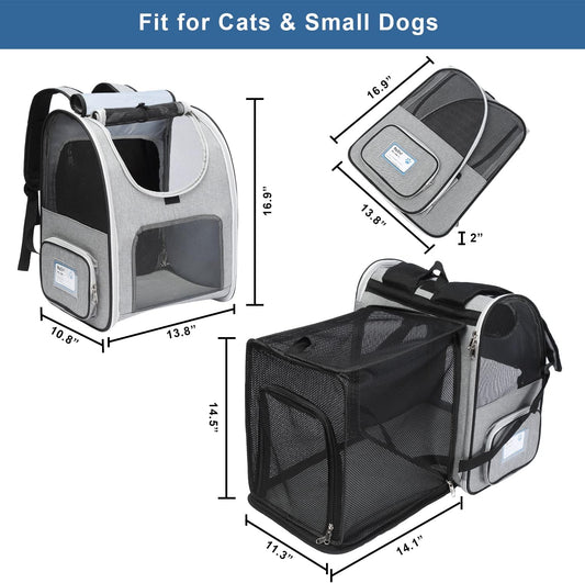 Mochila grande expandible para perros, transportador portátil de viaje para