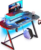 Escritorio para juegos con luces LED, pequeño escritorio de mesa de juegos de