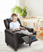 ReunionG Sofá reclinable para niños, sillón infantil con soporte para tazas,