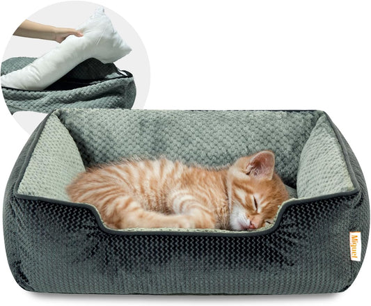 Cama para gatos de interior con funda extraíble lavable, cama pequeña para