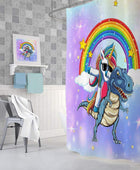 Bonita cortina de ducha de dinosaurio con diseño de unicornio para el baño de - VIRTUAL MUEBLES