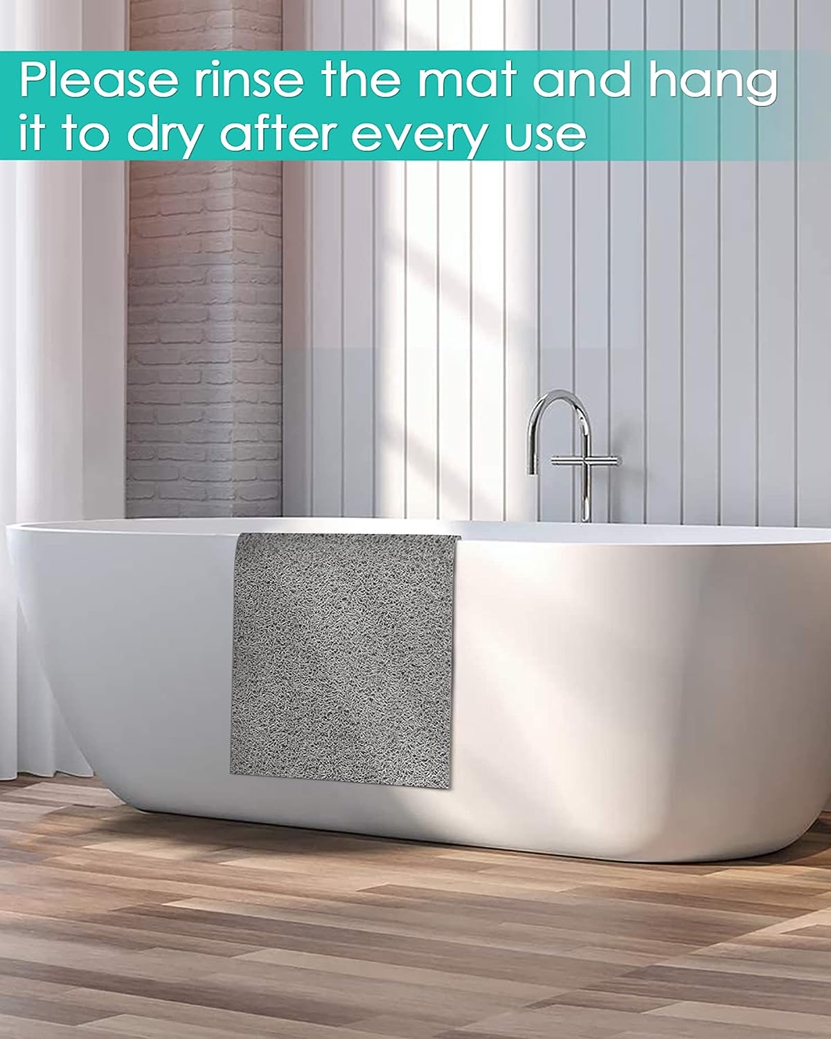 SONGZIMING Tapete de ducha antideslizante sin ventosa, 32 x 17 pulgadas,  tapete de PVC para ducha, baño, bañera con drenaje para superficie