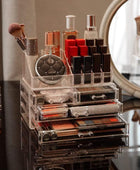 Organizador de maquillaje acrílico Cq para tocador, mostrador de baño o  aparador, almacenamiento de cosméticos de maquillaje apilable con 4 cajones