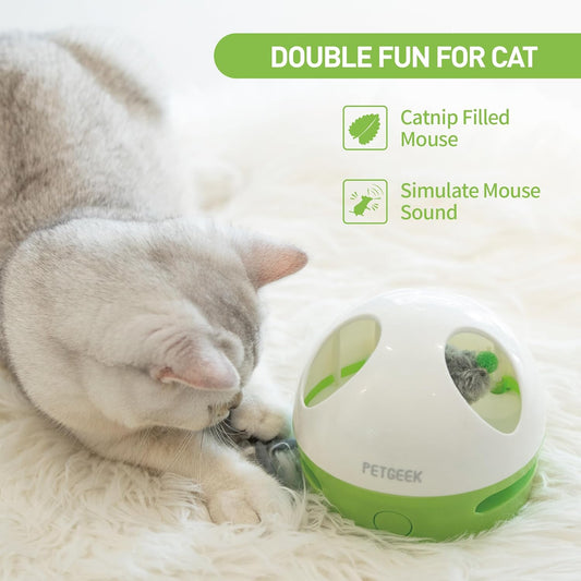 Juguete interactivo para gatos, juguete para gatos con ratón chirriante,