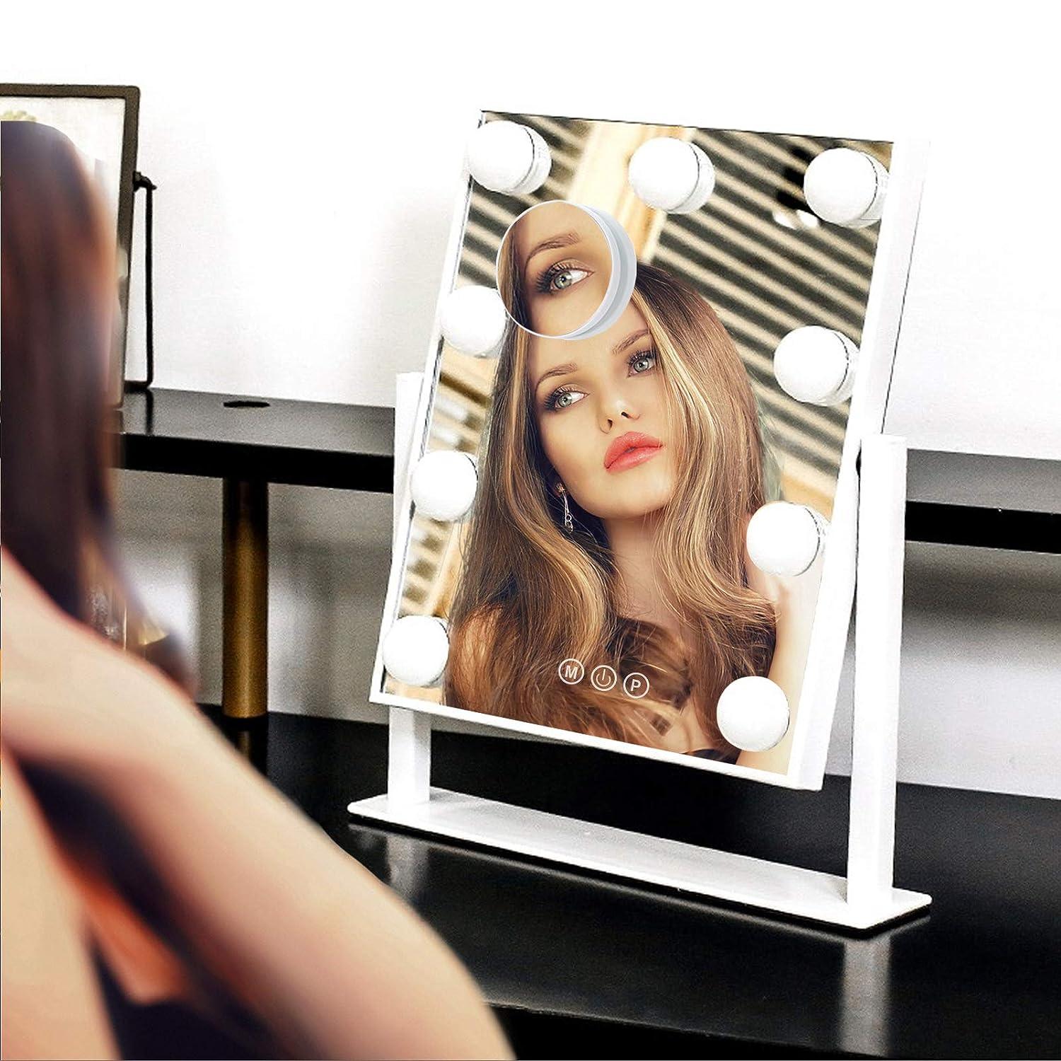 Espejo de maquillaje iluminado Hollywood, espejo de tocador con luces, diseño - VIRTUAL MUEBLES
