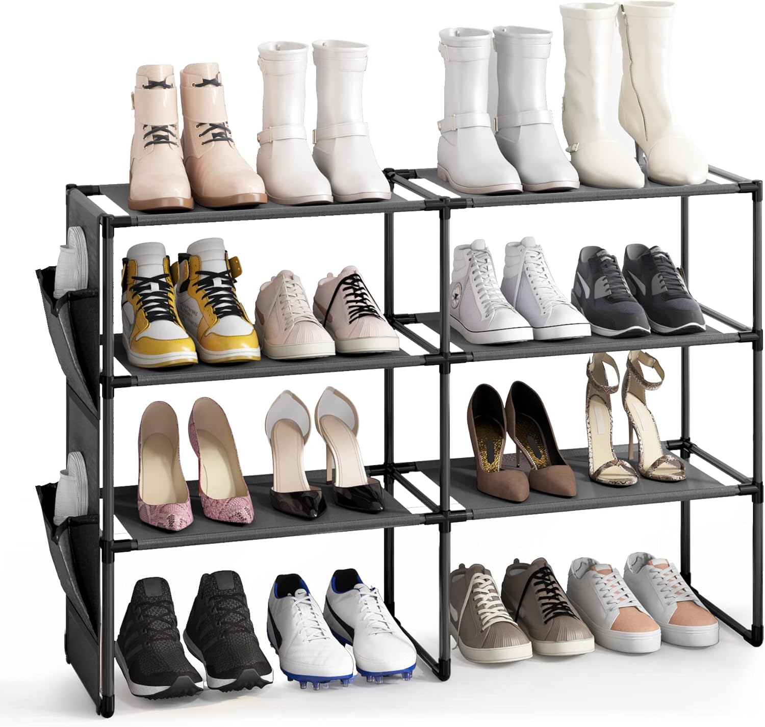 Armario de zapatos de cuatro puertas mejorado, organizador de zapatos que  ahorra espacio, zapatero compacto organizador de zapatos duradero para