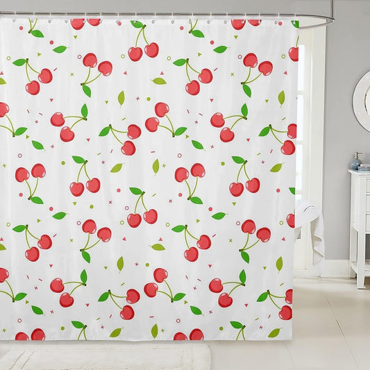 Cortinas de ducha de tela de cerezo rojo, cortina de ducha para niños y niñas, - VIRTUAL MUEBLES